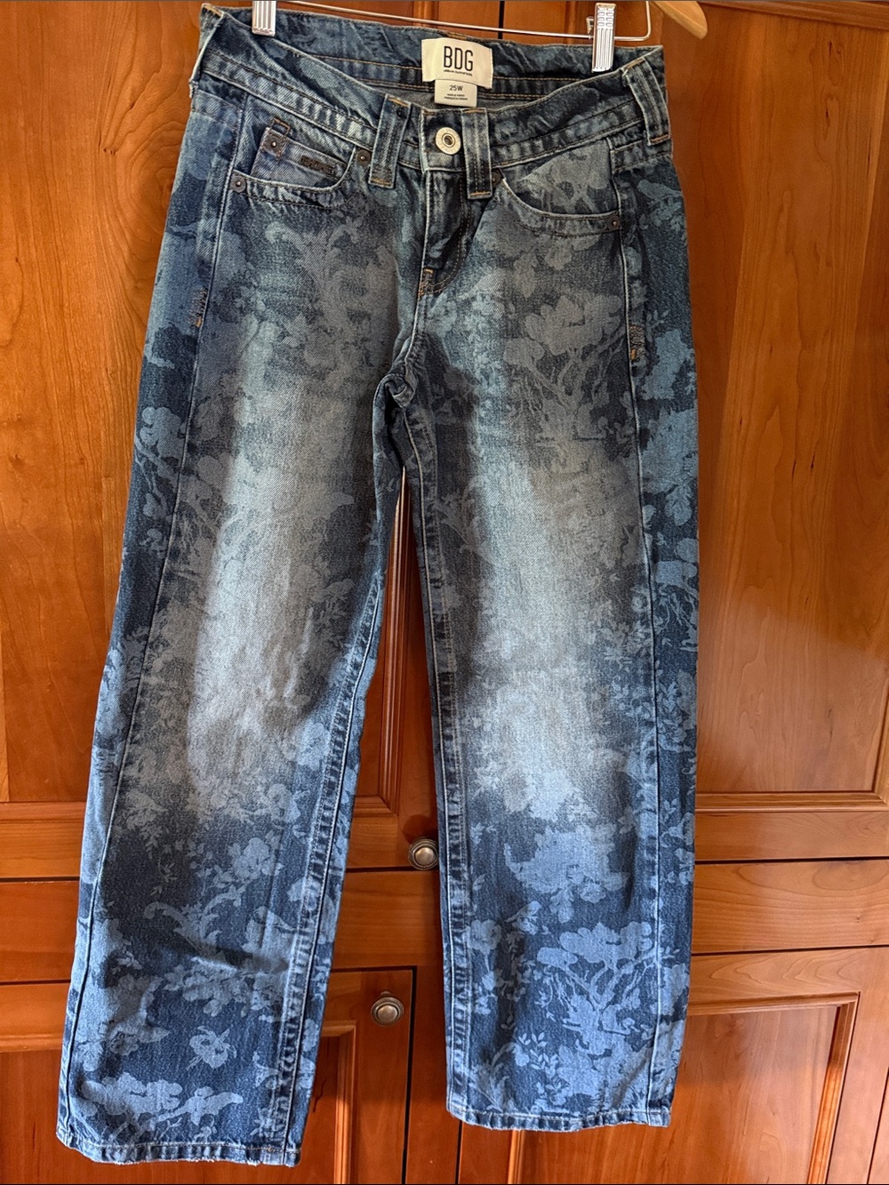 BDG Blue Floral-Print Wide Leg Jeans